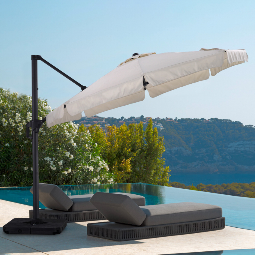 Freitragender Gartensonnenschirm 3x3 mit seitlichem, dezentriertem Mast Boracay